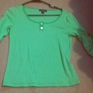Green and white stripped blouse